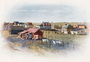 En prærieby, Gleichen, Alberta av Harold Copping