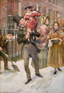Bob Cratchit og Tiny Tim, illustrasjon for 