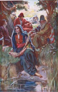 Ved elvene i Babylon, illustrasjon fra Pictures That Teach The Crown Series, 1920 av Harold Copping