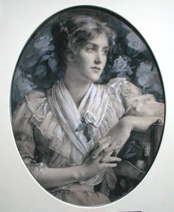 Portrett av en dame (akvarell på papir) av Harold Copping