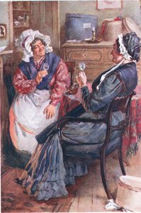 Sarah Gamp og Betsey Prig, illustrasjoner for Character Sketches from Dickens kompilert av B.W. Matz, 1924 av Harold Copping