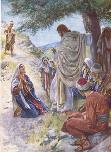 The faith of Martha, illustrasjon fra Pictures That Teach The Crown Series, 1920 av Harold Copping