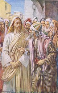 The question of the Sadducees, illustrasjon fra Harold Copping Pictures: The Crown Series, ca. 1920-tallet