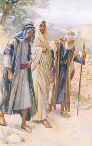 The Walk to Emmaus, illustrasjon fra Harold Copping Pictures: The Crown Series, ca. 1920-tallet av Harold Copping