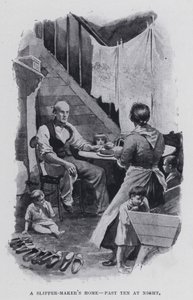 En tøffelmakers hjem, over ti om natten (s/hvitt-bilde) av Harold Hume Piffard