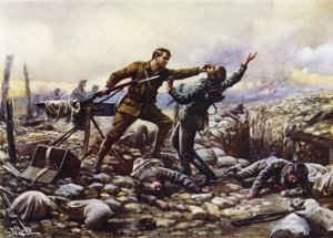 Menig J Boyd, fra de irske garde, fanget en tysk maskingevær på egen hånd, første verdenskrig
