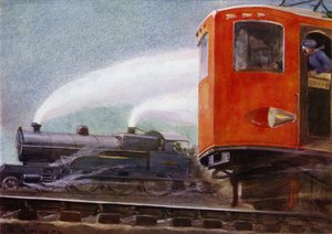 Damp- og elektriske lokomotiver på Storbritannias jernbaner (farge litho)