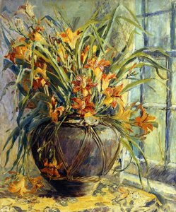 Blomsterstilleben (olje på lerret) av Harriette Bowdoin
