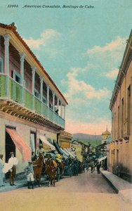 American Consulate, Santiago de Cuba, c1911   1201157   no       norwegian Successfully Translated  Original: The Edge of the Forest at Les Monts-Girard, Fontainebleau, 1868. Translat: The Edge of the Forest at Les Monts-Girard, Fontainebleau, 1868. 116325 av Harris Bros and Co