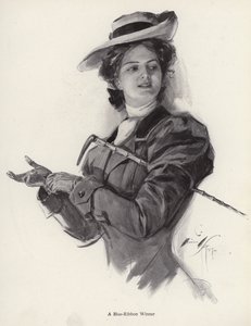 Blått bånd vinner hestekvinne (litho) av Harrison Fisher