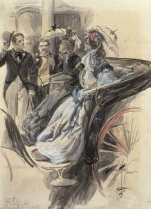 Carriage Ride, 1904 (wc, gouache og blyant på papp) av Harrison Fisher