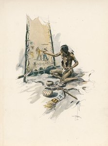 Longfellows sang om Hiawatha (fargelitografi) av Harrison Fisher