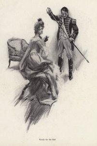 Mann og kvinne forbereder seg til en ball (litho) av Harrison Fisher