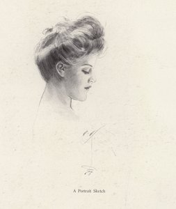 Portrett av en kvinne i profil (litho) av Harrison Fisher