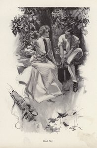 Romantisk par tar en pause fra golfspillet (litho) av Harrison Fisher