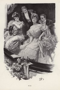 To kvinner i en boks på teatret i konkurranse med hverandre om mannlig oppmerksomhet (litho) av Harrison Fisher