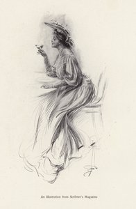 Kvinne med en drink (litho) av Harrison Fisher