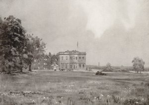 Golfbaner: Trafford Park, klubbhuset fra attende tee (litografi)