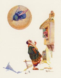 Dragen i månen (farge litho)