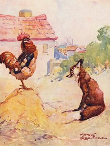The Fox and the Cock (farge litho)