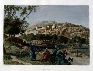 Hebron, gravert av Alfred Krausse etter et bilde av Harry Fenn, publisert i Picturesque Palestine, ca 1875 av Harry ) Fenn
