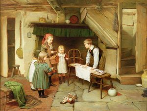 Et besøk i Sweet Shop (olje på lerret) (se også 17194)