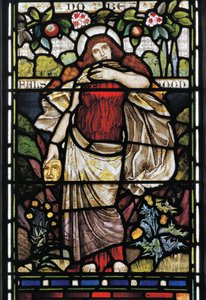 Falsehood, fra Piers Ploughman, av William Langland, 1873 (farget glass) av Harry Burrow