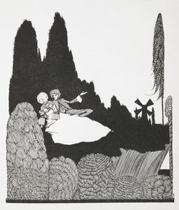 Illustrasjon for historien, 'The Master Cat or Puss in Boots'. av Harry Clarke