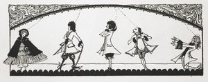 Illustrasjon til historien, 'liten rødhette'. av Harry Clarke