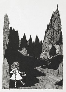 Illustrasjon til historien, 'liten tommel'. av Harry Clarke