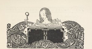 Illustrasjon, som viser en kvinne som leser en bok, øverst på innholdssiden. av Harry Clarke