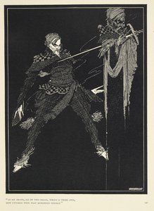 "I min død, se ved dette bildet, som er ditt eget, hvor fullstendig du har myrdet deg selv". Fortellerens dobbeltgjenger, i "William Wilson," The Gift (1839). av Harry Clarke