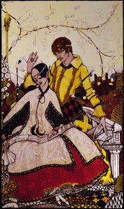 Syv hundedager lot vi passere, og navngav Queens i Glenmacnass Illustrasjon av Harry Clarke fra 