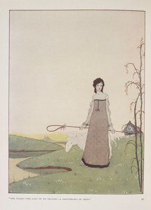 "Hun går - min gledes dame - en gjeterinne av sauer." Illustrasjon for gjeterinnen av Alice Meynell. av Harry Clarke