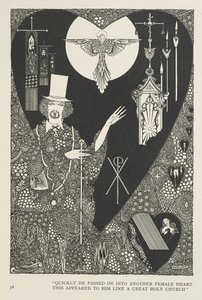The Galoshes of Fortune. Raskt gikk han over til et annet kvinnehjerte. Dette fremstod for ham som en stor hellig kirke. av Harry Clarke