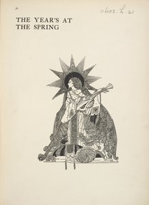 Illustrasjon uten tittel. En kvinne som spiller et musikkinstrument. av Harry Clarke