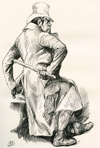 Bill Sikes. Illustrasjon av Harry Furniss for Charles Dickens-romanen Oliver Twist, fra The Testimonial Edition, utgitt 1910. av Harry Furniss