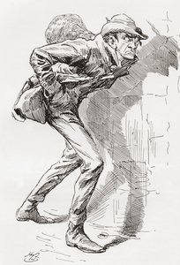 Dolge Orlick. Illustrasjon av Harry Furniss for Charles Dickens-romanen Great Expectations, fra The Testimonial Edition utgitt 1910.