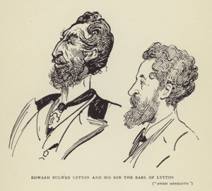 Edward Bulwer Lytton og sønnen jarlen av Lytton, Owen Meredith av Harry Furniss