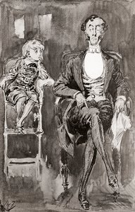 Illustrasjon av Harry Furniss for Charles Dickens-romanen Dombey and Son, fra The Testimonial Edition, utgitt 1910. av Harry Furniss