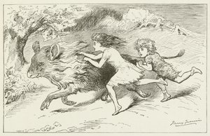 Illustrasjon for Sylvie og Bruno av Lewis Carroll av Harry Furniss