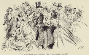 På et øyeblikk omringet alle skjønnhetene Claude av Harry Furniss