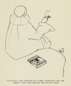 Invitasjonskort designet av Aubrey Beardsley for Smoke som innviet Bodley Head av Harry Furniss