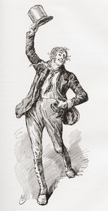 Mark Tapley. Illustrasjon av Harry Furniss for Charles Dickens-romanen Martin Chuzzlewit, fra The Testimonial Edition, utgitt 1910. av Harry Furniss