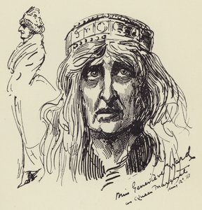 Frøken Genevieve Ward som dronning Margaret av Harry Furniss