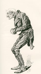 Gamle Chuffey. Illustrasjon av Harry Furniss for Charles Dickens-romanen Martin Chuzzlewit, fra The Testimonial Edition, utgitt 1910.