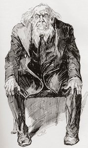 Provis. Illustrasjon av Harry Furniss for Charles Dickens-romanen Great Expectations, fra The Testimonial Edition utgitt 1910. av Harry Furniss