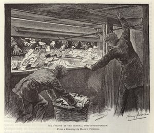 Klokken seks på hovedpostkontoret av Harry Furniss