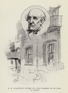 VI Gladstones far og kamrene han okkuperte i Albany av Harry Furniss