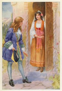 Ruyz de Alarcon og rosen fra Alhambra (fargelitografi) av Harry George Theaker